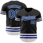Custom Name and Number Authentic Baseball Jersey - Personalized Black Royal-White Line Team Jersey Personalized Black Royal-White
