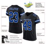 Custom Name and Number Personalized Football Jersey - Black Royal-White Mesh Authentic Team Jersey Personalized Black Royal-White