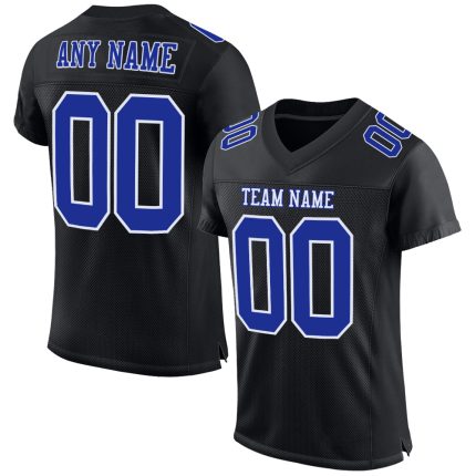 Personalized Black White Football Jersey Custom Name & Number - 2 Personalized Black Royal-White Mesh Football Jersey 2