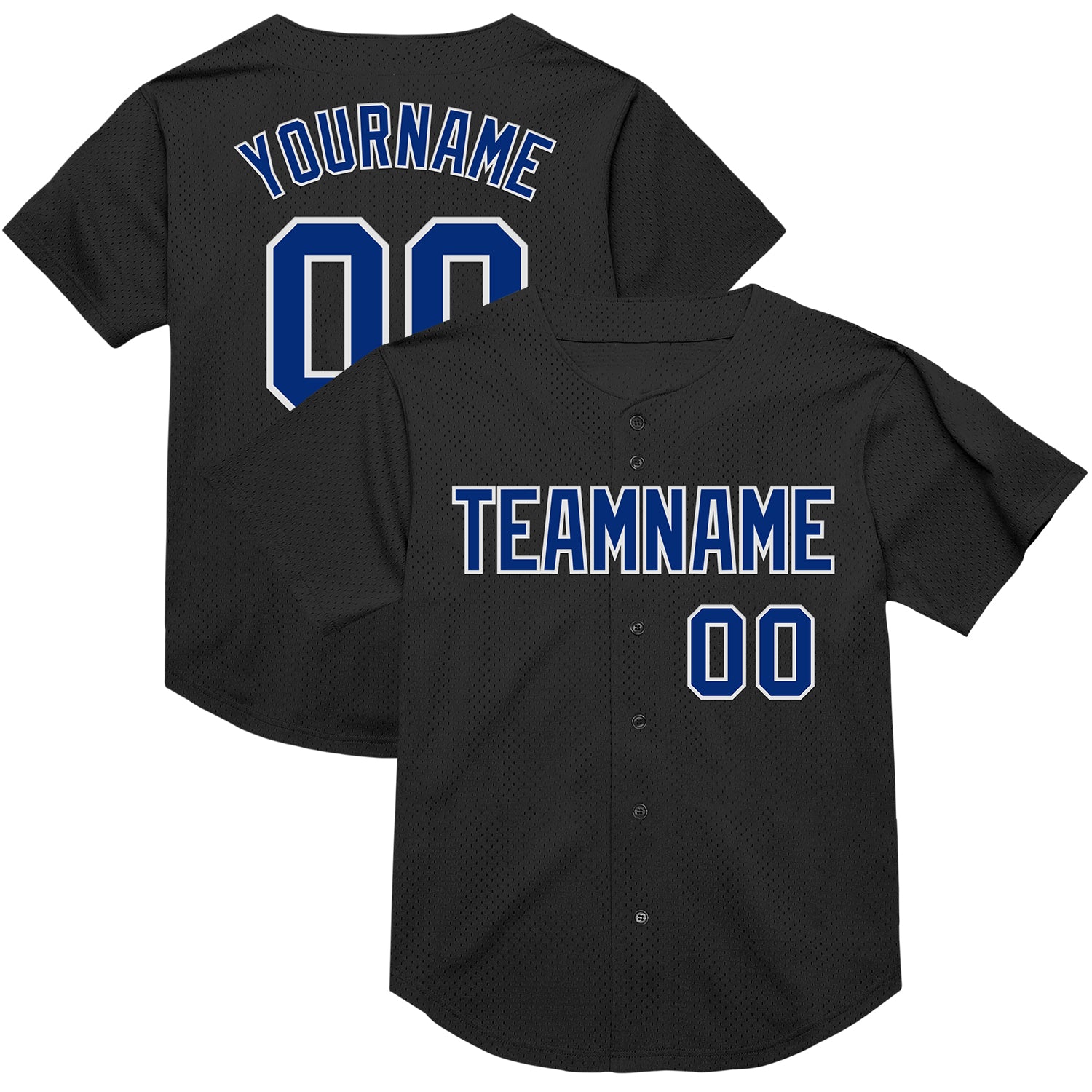 Personalized Black Royal White Mesh Baseball Jersey for Throwback Style Personalized Black Royal-White Mesh Throwback Baseball