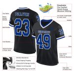 Custom Black White Throwback Football Jersey - Personalized Design for Fans Personalized Black Royal-White Mesh Throwback