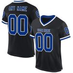 Custom Black White Throwback Football Jersey - Personalized Design for Fans Personalized Black Royal-White Mesh Throwback