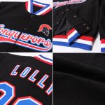 Custom Name and Number Black Royal Red Varsity Bomber Jacket - Personalized Full-Snap Letterman Jacket Personalized Black