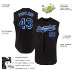Custom Black White Sleeveless Baseball Jersey for Men Women - Personalized Design Personalized Black Royal-White Sleeveless