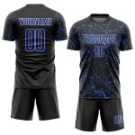 Custom Black Royal-White Soccer Jersey with Personalized Name and Number - Team Uniform Personalized Black Royal-White Sublimation