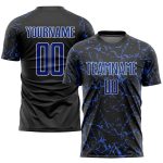 Custom Black Royal-White Soccer Jersey with Personalized Name and Number - Team Uniform Personalized Black Royal-White Sublimation