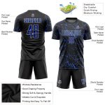 Custom Black Royal-White Soccer Jersey with Personalized Name and Number - Team Uniform Personalized Black Royal-White Sublimation