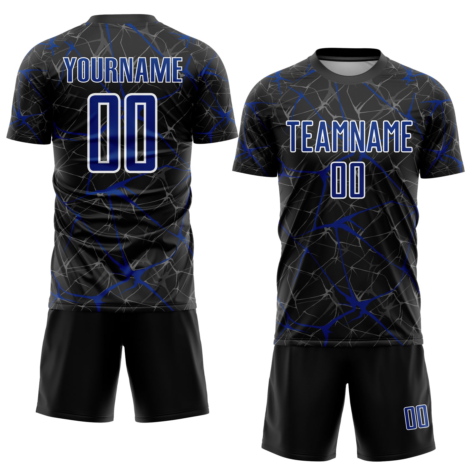 Personalized Black Royal-White Sublimation Soccer Uniform Jersey Personalized Black Royal Soccer Jersey - Custom Sublimation Uniform for Team Sports Personalized Black Royal-White Sublimation - Image 2