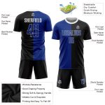 Personalized Black and White Soccer Jersey - Royal Sublimation Split Fashion Uniform Personalized Black Royal-White Sublimation