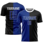 Custom Name and Number Personalized Black White Sublimation Soccer Jersey - Fashion Team Uniform Personalized Black Royal-White