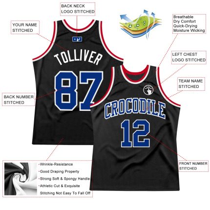 Personalized Black Royal-White Basketball Jersey for Men - Throwback Style 2 Personalized Black Royal-White Throwback Basketball