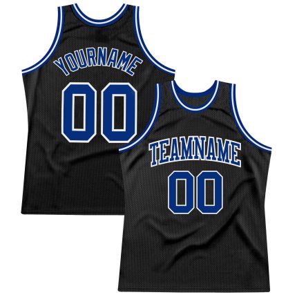 Custom Black White Basketball Jersey Throwback Style 3 - Personalized Design Personalized Black Royal-White Throwback Basketball