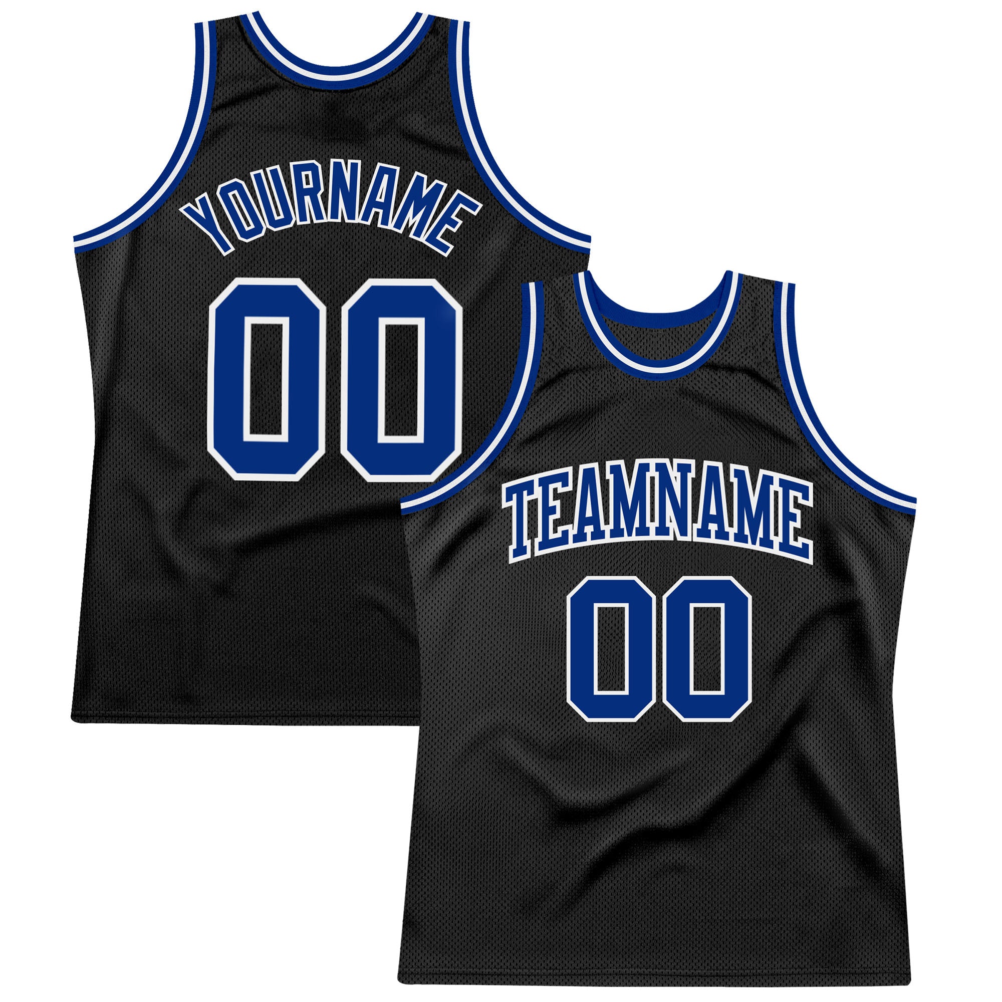 Custom Black White Basketball Jersey Throwback Style 3 - Personalized Design Personalized Black Royal-White Throwback Basketball