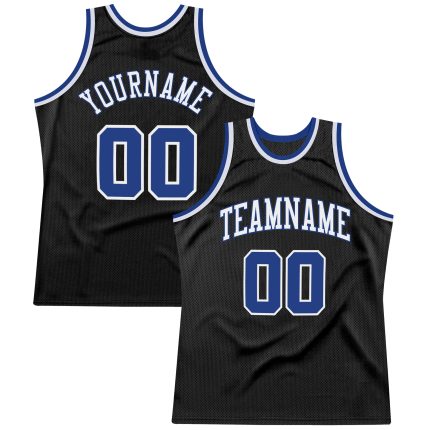 Personalized Black Royal White Basketball Jersey - Custom Throwback Style Personalized Black Royal-White Throwback Basketball