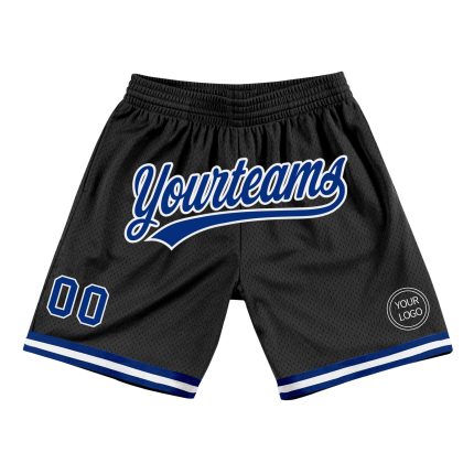 Personalized Black Throwback Basketball Shorts - Royal White Design for Men Personalized Black Royal-White Throwback Basketball