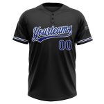 Personalized Two-Button Unisex Softball Jersey in Black Royal-White - Custom Sports Apparel Personalized Black Royal-White