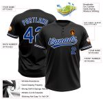 Personalized Unisex Softball Jersey - Black Royal-White Two-Button Design Personalized Black Royal-White Two-Button Unisex