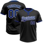 Personalized Black and White Two-Button Unisex Softball Jersey - Custom Team Apparel Personalized Black Royal-White Two-Button