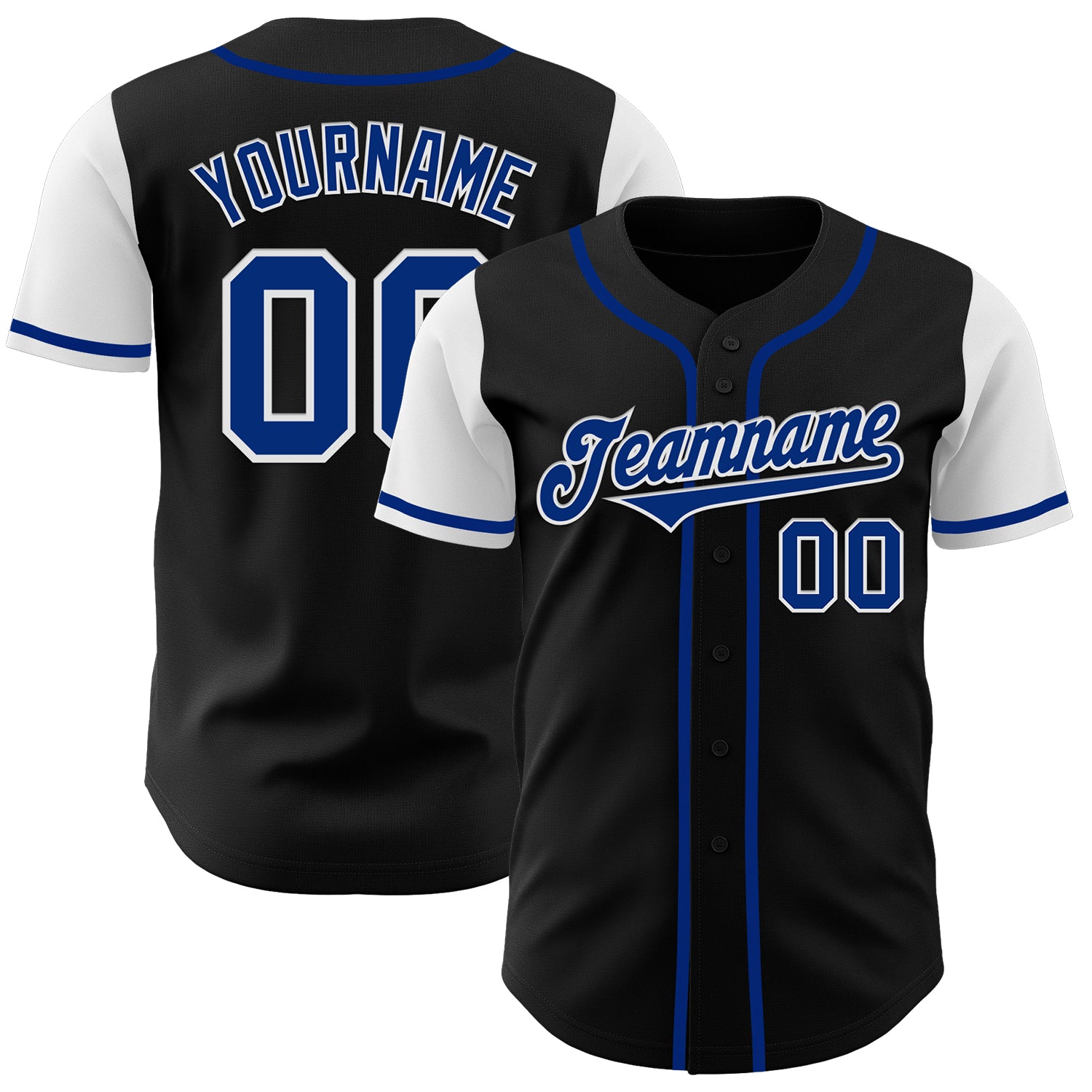 Personalized Black and White Two Tone Baseball Jersey for Men and Women Personalized Black Royal-White Two Tone Baseball