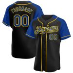 Custom Black Royal-Yellow Baseball Jersey with Personalized Name and Number - Authentic Raglan Sleeves Personalized Black
