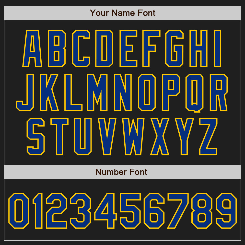 Personalized Black Royal-Yellow Authentic Raglan Sleeves Baseball Jersey Team Custom Name and Number Custom Black Royal-Yellow Baseball Jersey with Personalized Name and Number - Authentic Raglan Sleeves Personalized Black - Image 5