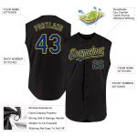 Custom Name and Number Personalized Authentic Baseball Jersey - Black Royal-Yellow Sleeveless Personalized Black Royal-Yellow