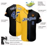 Custom Name Number Black Yellow Authentic Split Fashion Baseball Jersey Personalized Black Royal-Yellow Authentic Split Fashion