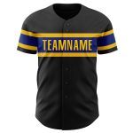 Personalized Black and Yellow Baseball Jersey for Men and Women - Customizable Team Shirt Personalized Black Royal-Yellow