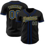 Personalized Black Yellow Baseball Jersey - Custom Royal Style Team Apparel Personalized Black Royal-Yellow Baseball Jersey