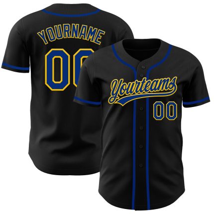 Personalized Black Yellow Baseball Jersey - Custom Royal Style Team Apparel Personalized Black Royal-Yellow Baseball Jersey