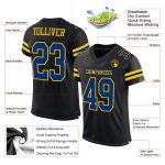 Custom Name and Number Authentic Football Jersey - Personalized Black Royal-Yellow Mesh Team Jersey Personalized Black Royal-Yellow