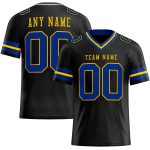 Personalized Black Yellow Mesh Football Jersey - Authentic Design Personalized Black Royal-Yellow Mesh Authentic Football