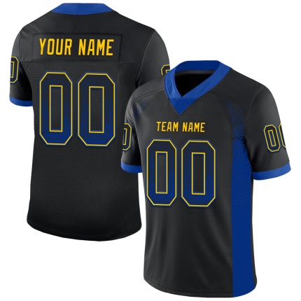 Custom Name Number Black Yellow Mesh Fashion Football Jersey - Personalized Drift Team Jersey Personalized Black Royal-Yellow
