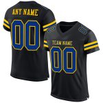 Personalized Black Yellow Mesh Football Jersey for Men and Women Personalized Black Royal-Yellow Mesh Football Jersey