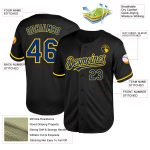 Personalized Black Yellow Mesh Throwback Baseball Jersey for Fans Personalized Black Royal-Yellow Mesh Throwback Baseball