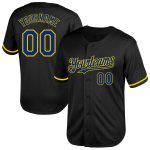 Personalized Black Yellow Mesh Throwback Baseball Jersey for Fans Personalized Black Royal-Yellow Mesh Throwback Baseball