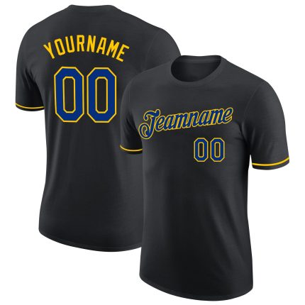 Personalized Performance T-Shirt in Black and Royal Yellow for Men and Women Personalized Black Royal-Yellow Performance