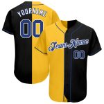 Personalized Black and Yellow Fashion Baseball Jersey - Royal Split Design Personalized Black Royal-Yellow Split Fashion