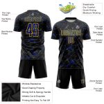 Personalized Black Yellow Soccer Uniform Jersey - Royal Sublimation Design Personalized Black Royal-Yellow Sublimation Soccer