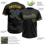 Custom Name and Number Unisex Softball Jersey - Personalized Black Royal-Yellow Two-Button Design Personalized Black Royal-Yellow