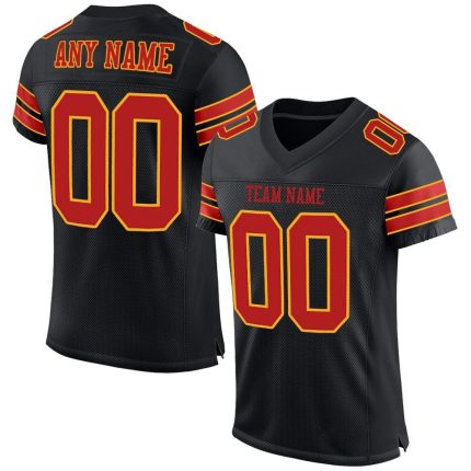 Personalized Black Scarlet Gold Football Jersey for Men Women 2 Personalized Black Scarlet-Gold Mesh Football Jersey 2