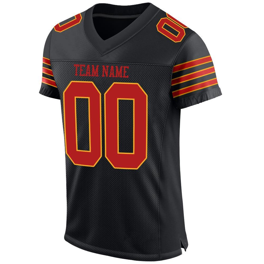Personalized Black Scarlet-Gold Mesh Football Jersey 3 Personalized Scarlet Gold Mesh Football Jersey for Men Women - Black 3 Personalized Black Scarlet-Gold Mesh Football Jersey - Image 3