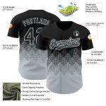 Personalized Black Silver 3D Gradient Baseball Jersey with Square Shapes Design Personalized Black Silver 3D Gradient Square
