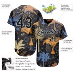 Personalized 3D Hawaii Palm Trees Baseball Jersey in Black Silver for Men Personalized Black Silver 3D Hawaii Palm Trees