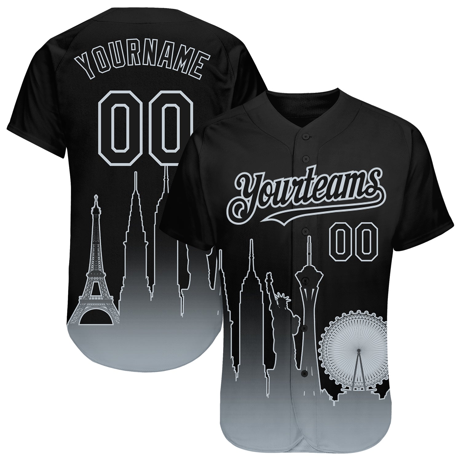 Custom Name Number Black Silver 3D Las Vegas City Edition Baseball Jersey Fashion Authentic Personalized Black Silver 3D