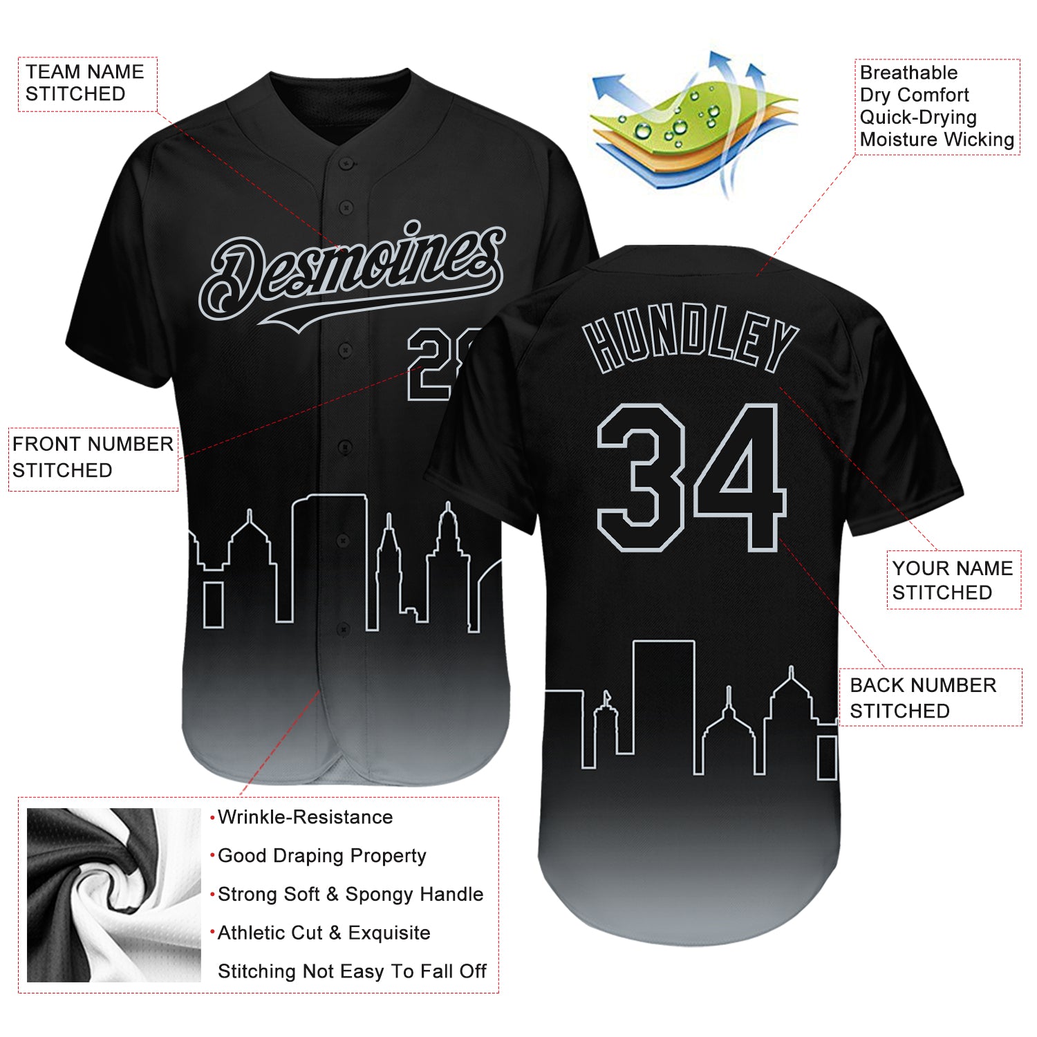 Personalized Black Silver 3D Oakland City Edition Fade Fashion Baseball Jersey Personalized 3D Black Silver Oakland City Edition Baseball Jersey - Stylish Fashion Wear Personalized Black Silver 3D Oakland - Image 3