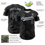 Personalized Gothic Style Rose Baseball Jersey with Custom Name and Number, Black Silver 3D Pattern Design Personalized Black