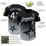Custom Name and Number Personalized Baseball Jersey Black Silver 3D Twinkle Star Gradient Design Personalized Black Silver