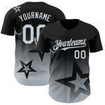 Custom Name and Number Personalized Baseball Jersey Black Silver 3D Twinkle Star Gradient Design Personalized Black Silver