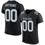 Personalized Custom Football Jersey with Black Silver Mesh, Team Name & Number, Authentic Design Personalized Black Silver